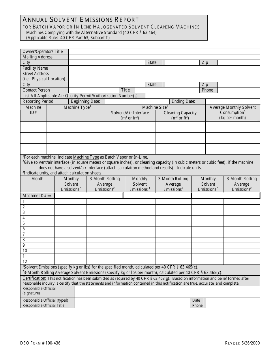 DEQ Form 100-436 - Fill Out, Sign Online and Download Printable PDF ...