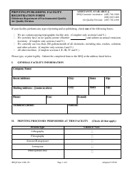 Document preview: DEQ Form 100-351 Printing/Publishing Facility Registration Form - Oklahoma