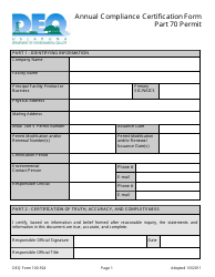 Document preview: DEQ Form 100-924 Annual Compliance Certification Form - Oklahoma