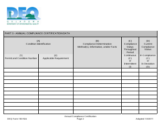 DEQ Form 100-924 Annual Compliance Certification Form - Oklahoma, Page 2