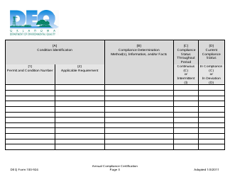 DEQ Form 100-924 Annual Compliance Certification Form - Oklahoma, Page 3