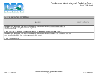 DEQ Form 100-925 Semiannual Monitoring and Deviation Report - Oklahoma, Page 2