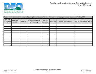 DEQ Form 100-925 Semiannual Monitoring and Deviation Report - Oklahoma, Page 3