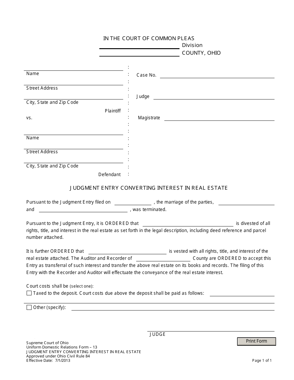 Uniform Domestic Relations Form 13 - Fill Out, Sign Online and Download ...