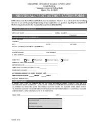 &quot;Individual Credit Authorization Form&quot; - New Jersey