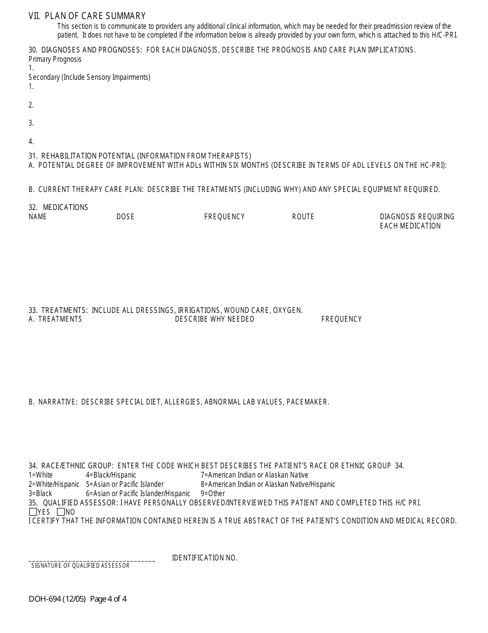 Form DOH-694 Hospital and Community Patient Review Instrument (Hc-Pri) - New York, Page 4
