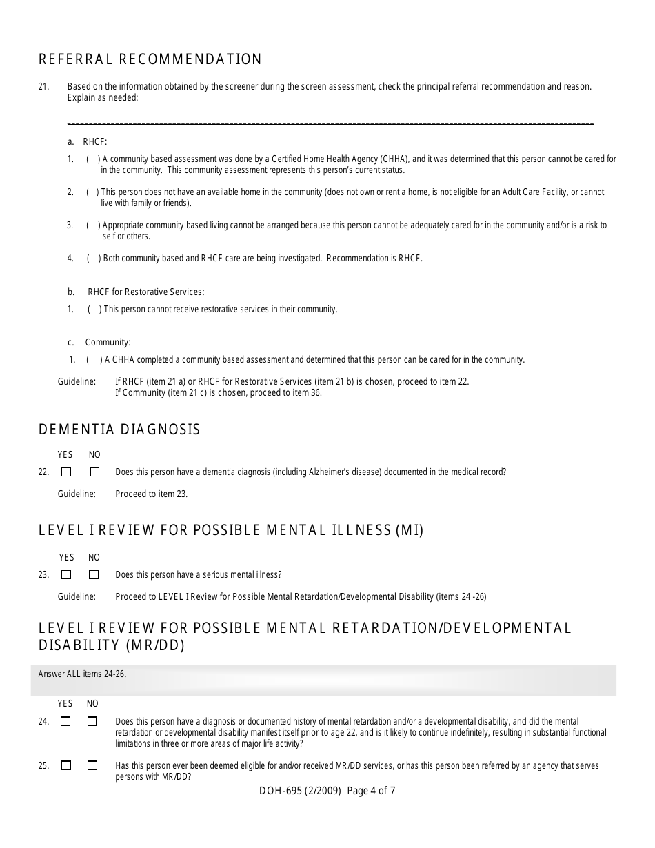 Form DOH-695 Screen Form - New York, Page 4