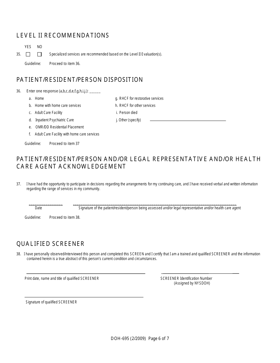 Form DOH-695 Screen Form - New York, Page 6