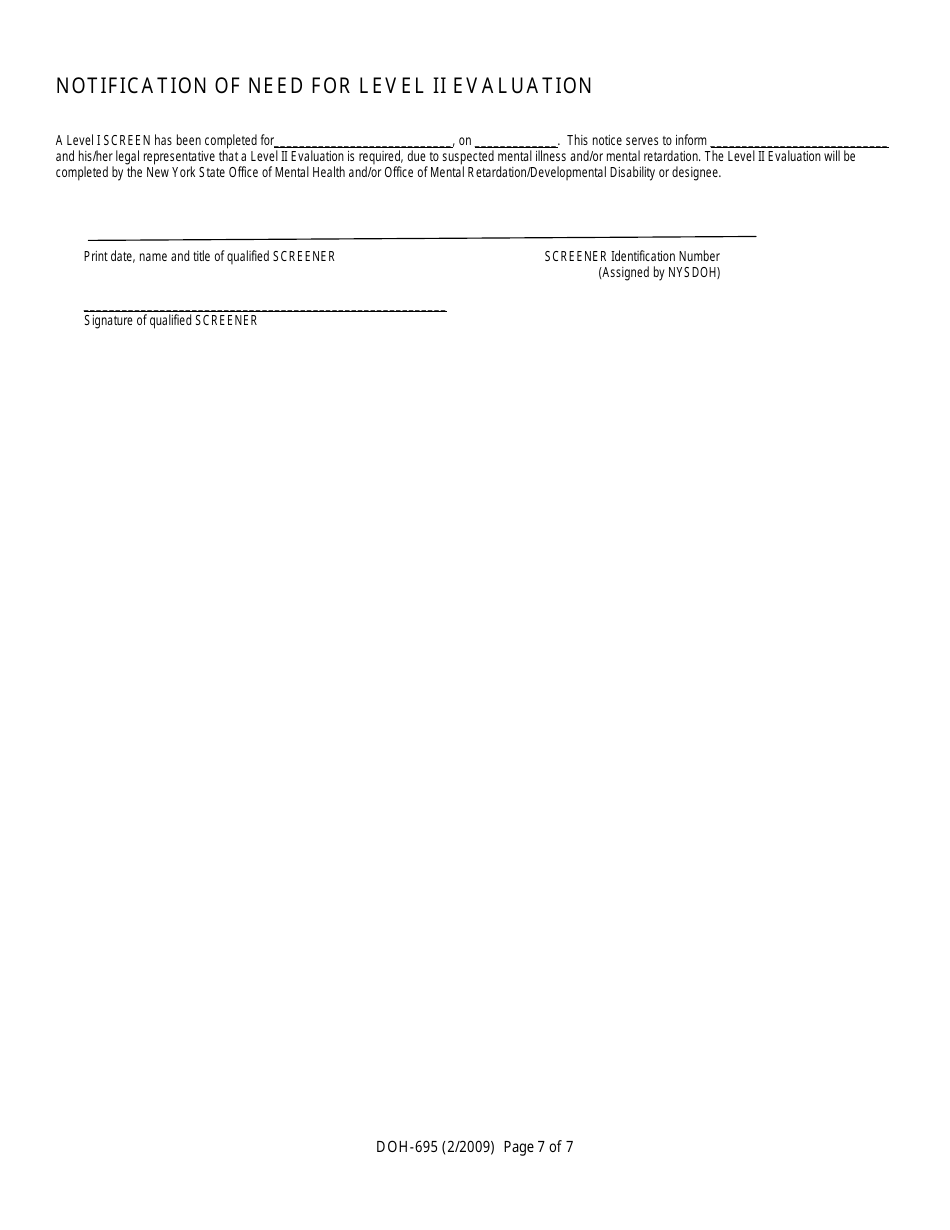 Form DOH-695 Screen Form - New York, Page 7
