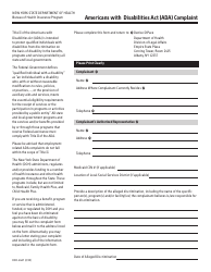 Form DOH-4487 &quot;Americans With Disabilities Act (Ada) Complaint&quot; - New York