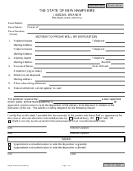 Document preview: Form NHJB-2130-P Motion to Prove Will by Deposition - New Hampshire