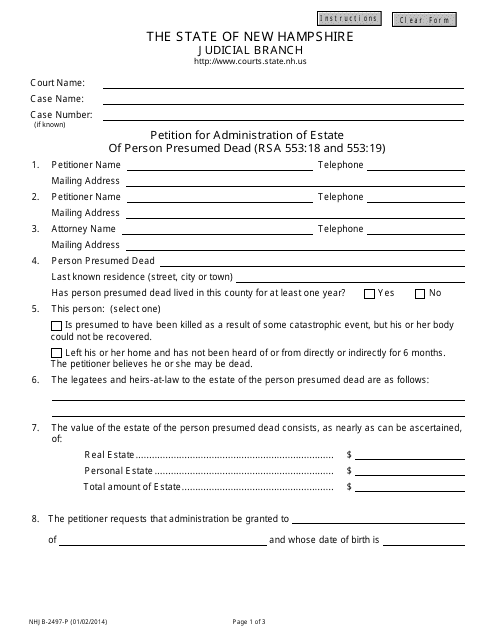 Form NHJB-2497-P  Printable Pdf