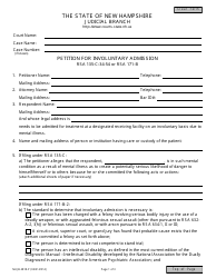 Document preview: Form NHJB-2818-P Petition for Involuntary Admission - New Hampshire