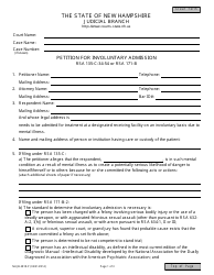 Form NHJB-2818-P Petition for Involuntary Admission - New Hampshire