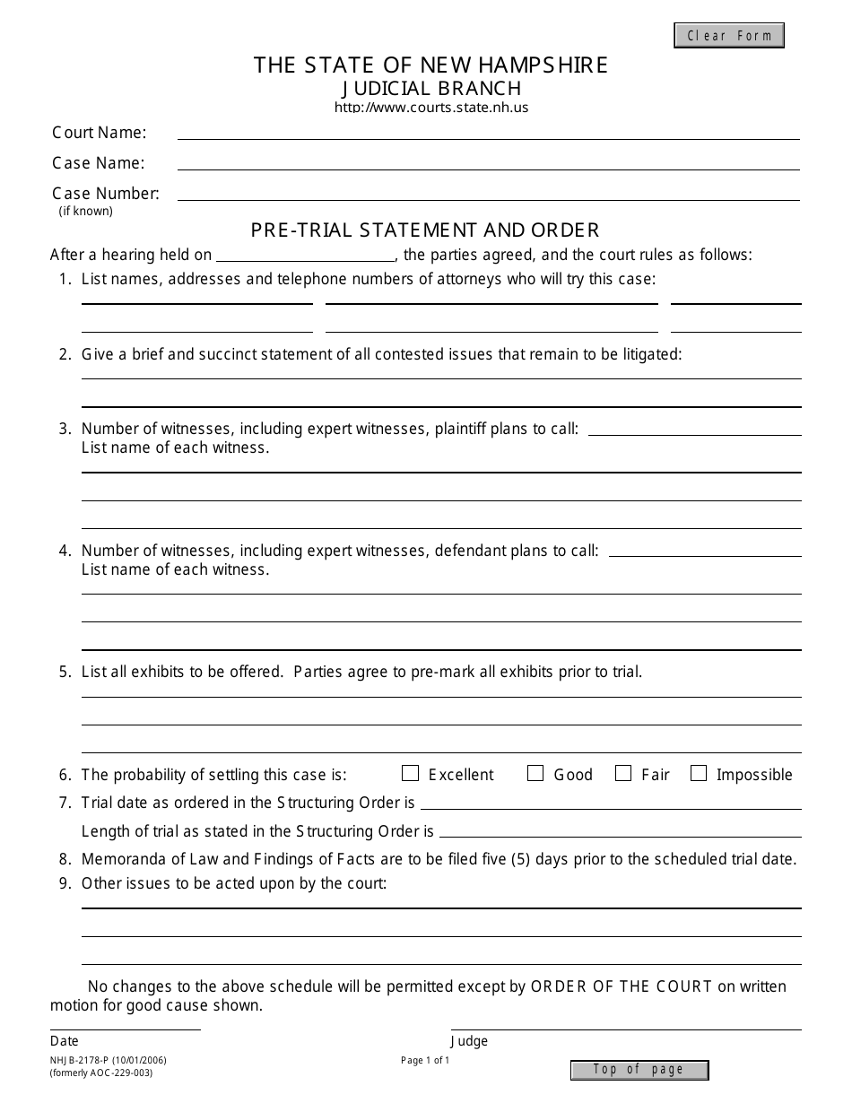 Form Nhjb-2178-p - Fill Out, Sign Online And Download Fillable Pdf, New 