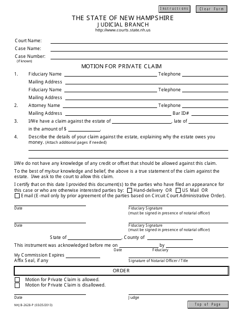 Form NHJB-2628-P  Printable Pdf