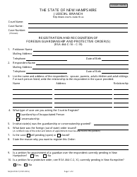Form NHJB-2725-P Registration and Recognition of Foreign Guardianship and Protective Order(S) - New Hampshire