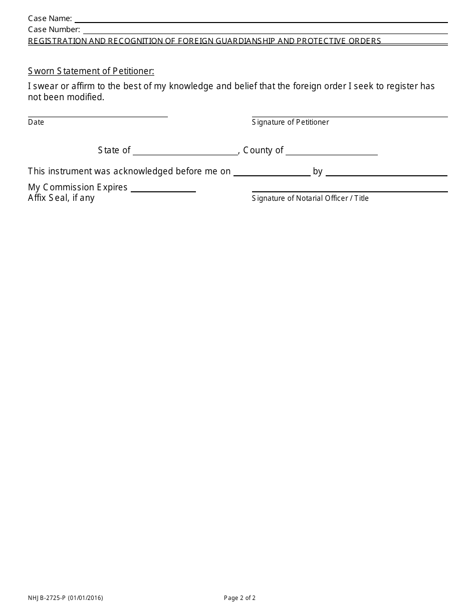 Form NHJB-2725-P Registration and Recognition of Foreign Guardianship and Protective Order(S) - New Hampshire, Page 2