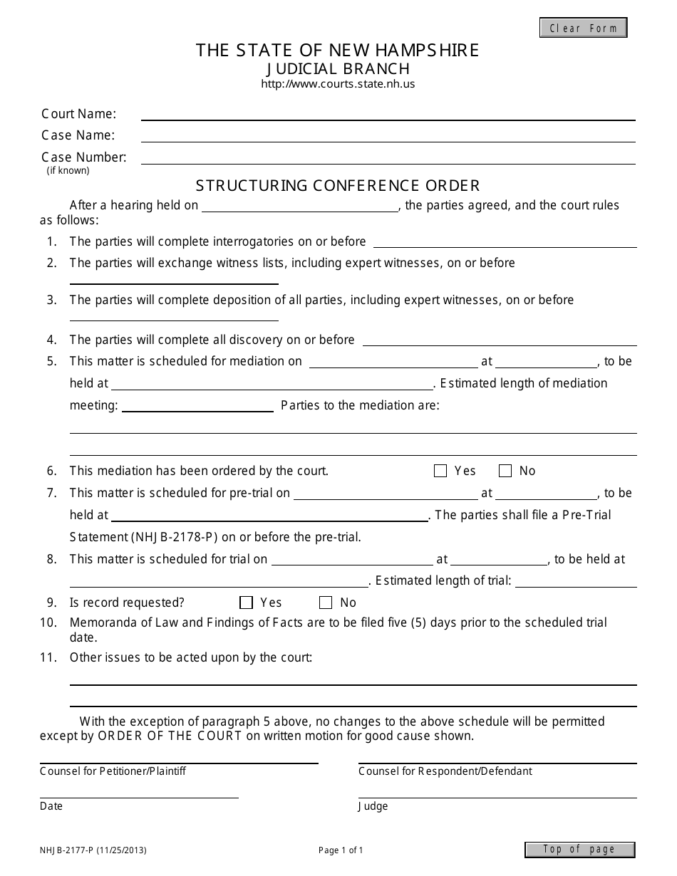 Form NHJB-2177-P - Fill Out, Sign Online and Download Fillable PDF, New ...