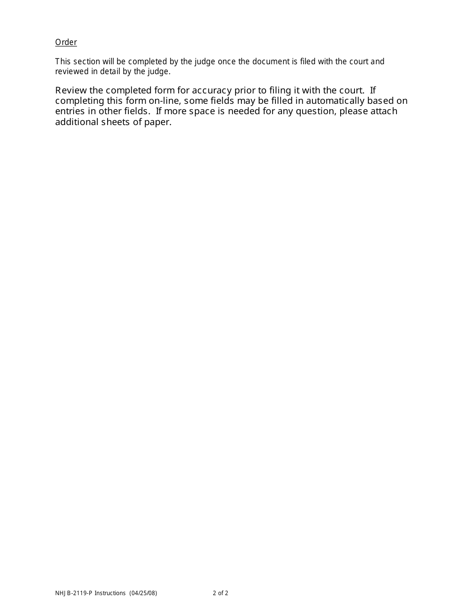 Instructions for Form NHJB-2119-P Appearance or Withdrawal - New Hampshire, Page 2