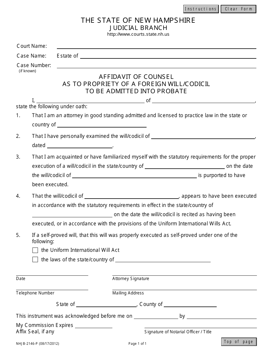 Form NHJB-2146-P - Fill Out, Sign Online and Download Fillable PDF, New ...