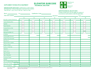 Form F155 &quot;Elevator Subcode Supplement for Multiple Equipment&quot; - New Jersey