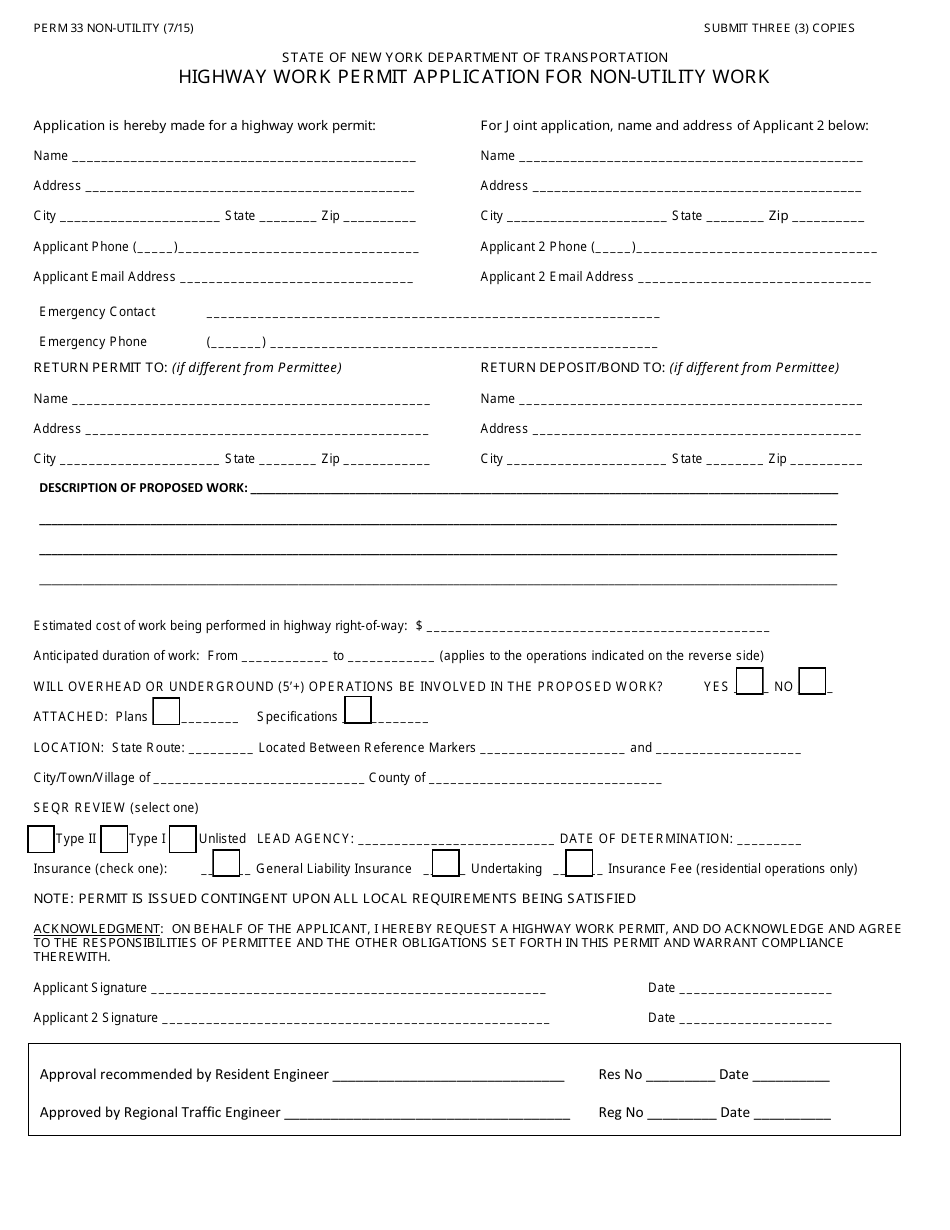 Form PERM33 - Fill Out, Sign Online and Download Fillable PDF, New York ...