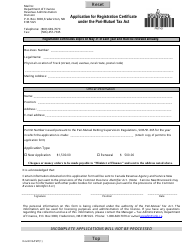 Document preview: Form CSS-FOL-PMT-01E Application for Registration Certificate Under the Pari-Mutuel Tax Act - New Brunswick, Canada