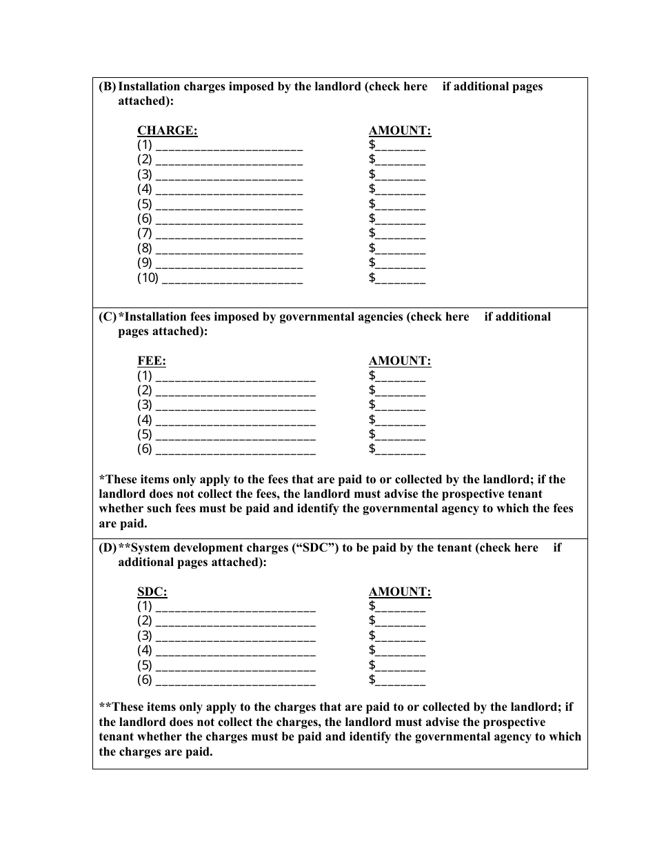 Manufactured Dwelling Park Landlords Site Improvement Disclosure Statement - Oregon, Page 2
