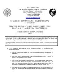 Document preview: Creation, Restoration or Enhancement for a Coastal Wetland Mitigation Proposal Checklist - New Jersey
