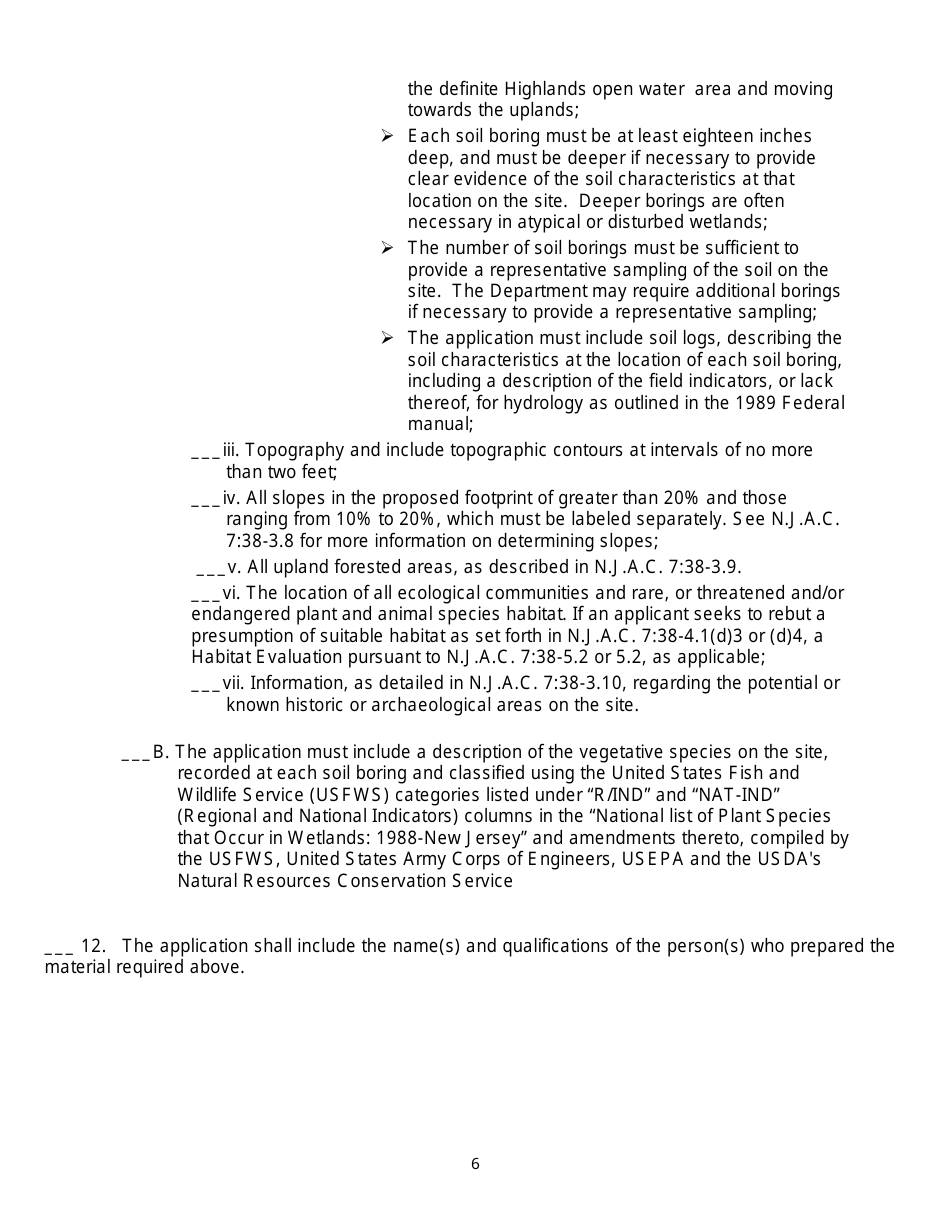 Highlands Resource Area Determination (Hrad) Application Checklist - New Jersey, Page 6