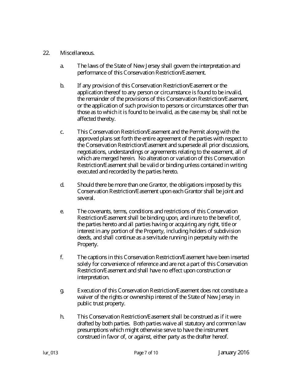 Grant of Conservation Restriction / Easement (Forest Preservation Area) - New Jersey, Page 7