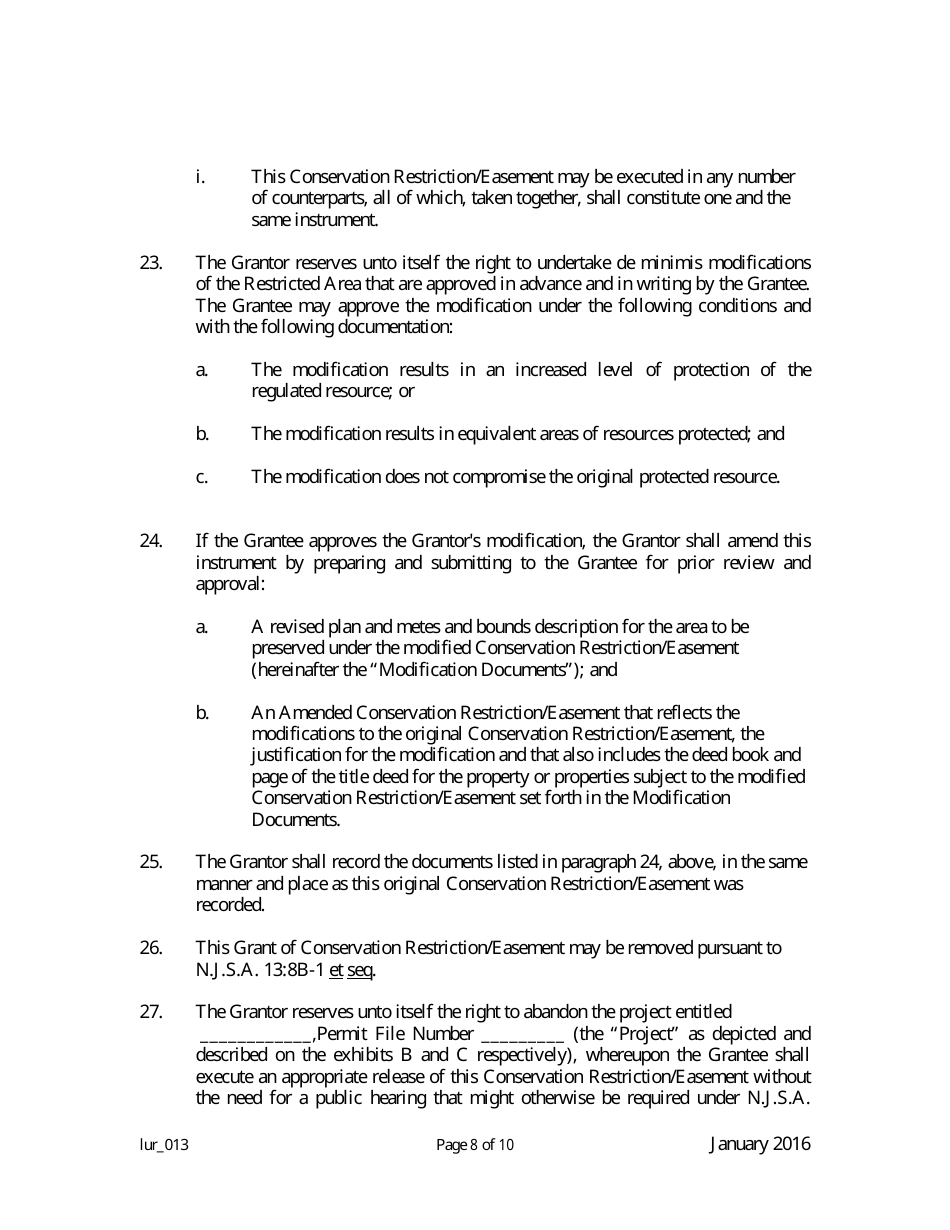 Grant of Conservation Restriction / Easement (Forest Preservation Area) - New Jersey, Page 8