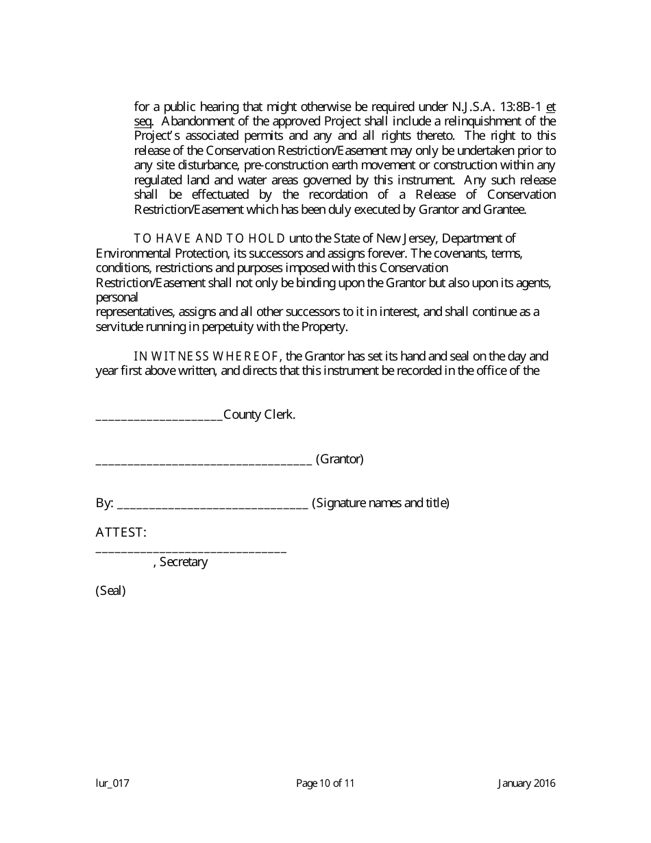Grant of Conservation Restriction / Easement (Stormwater Management Strategies Protection Area) - New Jersey, Page 10