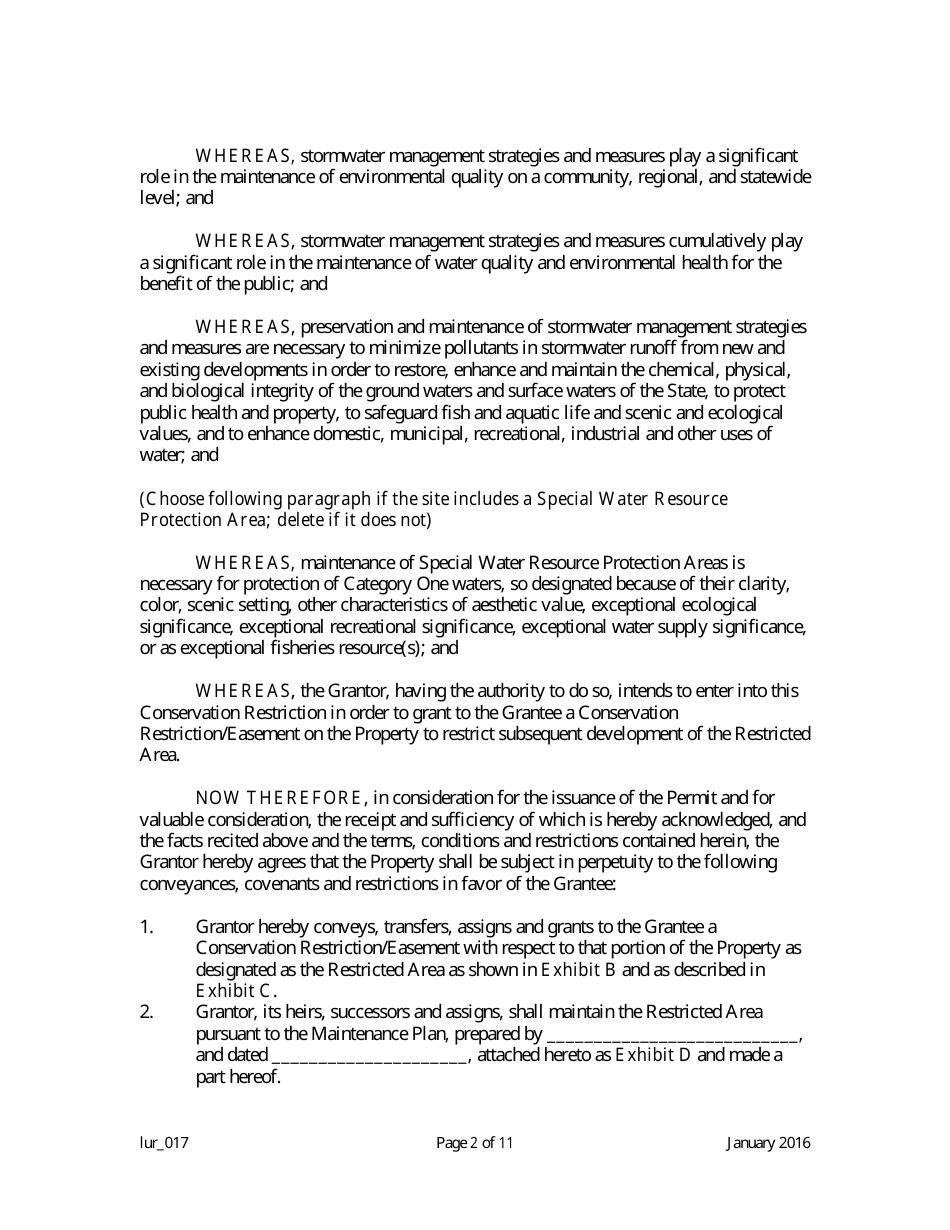 Grant of Conservation Restriction / Easement (Stormwater Management Strategies Protection Area) - New Jersey, Page 2