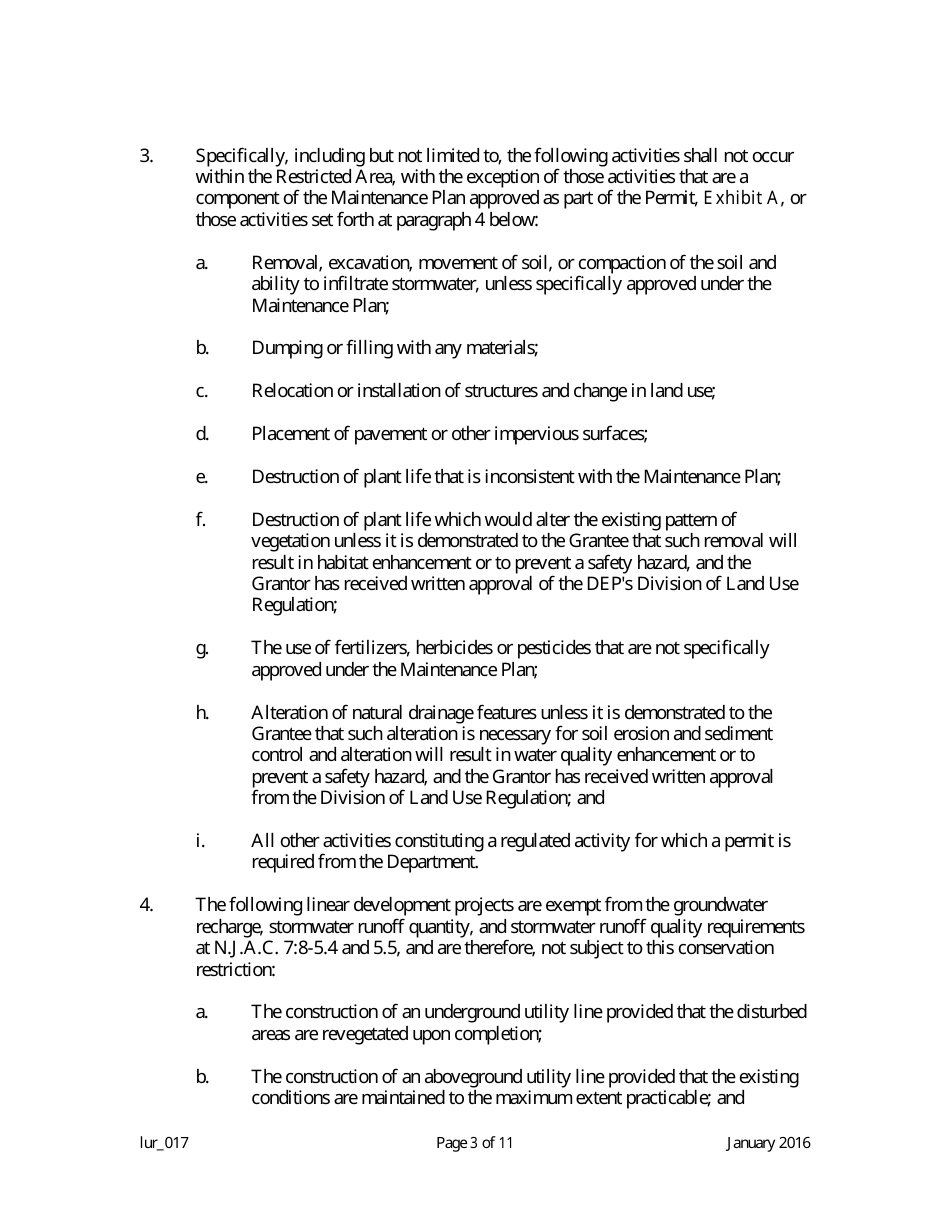 Grant of Conservation Restriction / Easement (Stormwater Management Strategies Protection Area) - New Jersey, Page 3