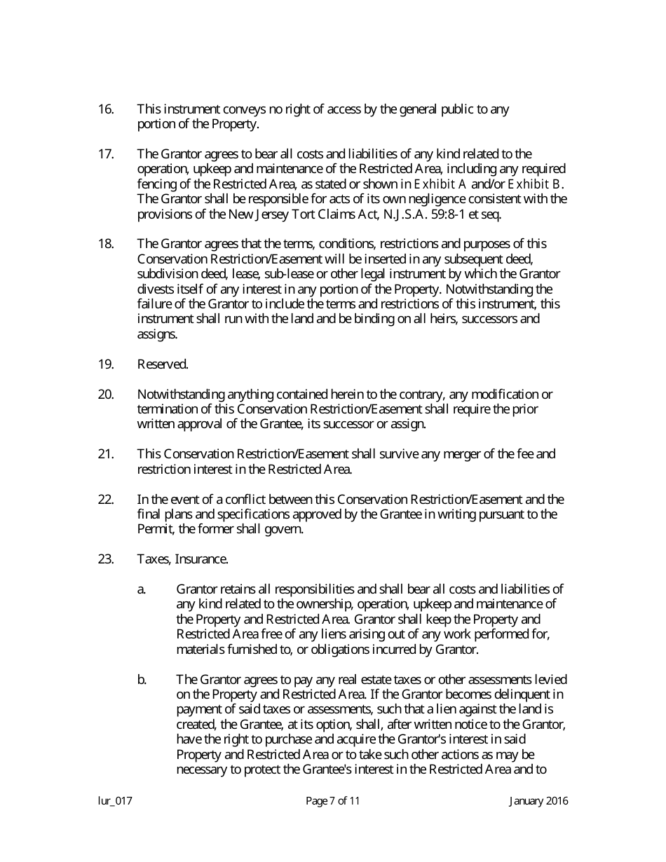 Grant of Conservation Restriction / Easement (Stormwater Management Strategies Protection Area) - New Jersey, Page 7