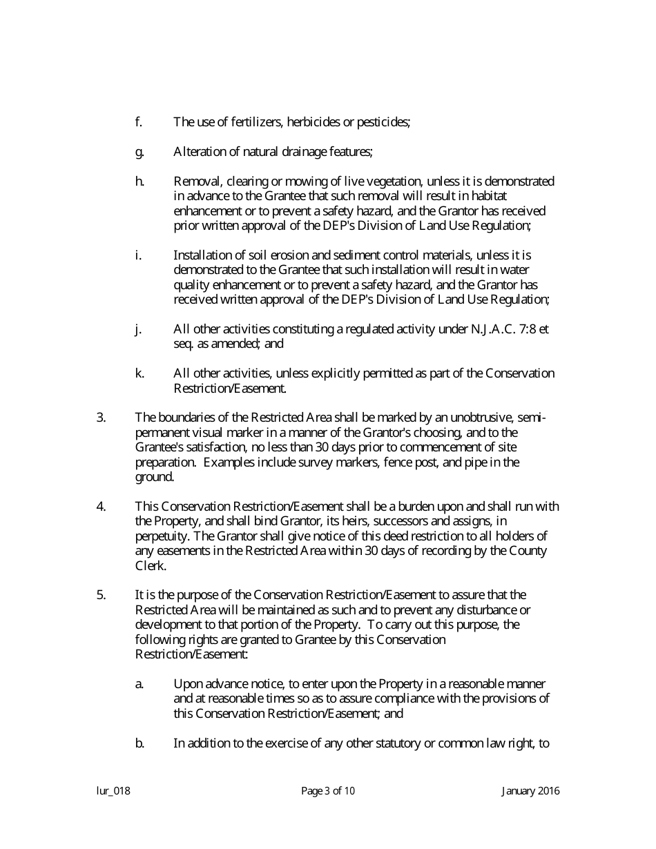 Grant of Conservation Restriction / Easement (Special Water Resource Protection Area) - New Jersey, Page 3