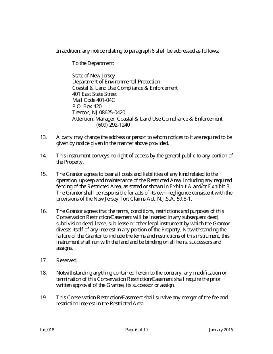 Grant of Conservation Restriction / Easement (Special Water Resource Protection Area) - New Jersey, Page 6