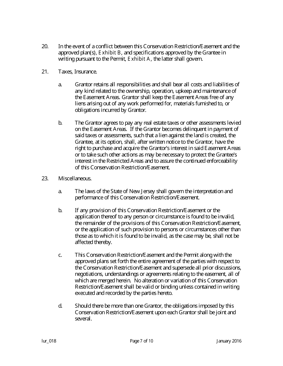 Grant of Conservation Restriction / Easement (Special Water Resource Protection Area) - New Jersey, Page 7