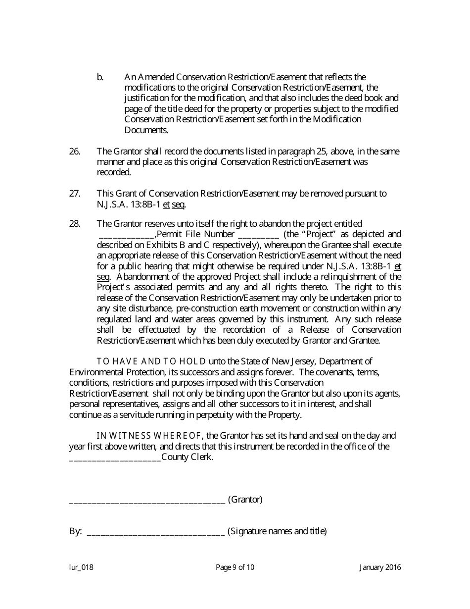 Grant of Conservation Restriction / Easement (Special Water Resource Protection Area) - New Jersey, Page 9