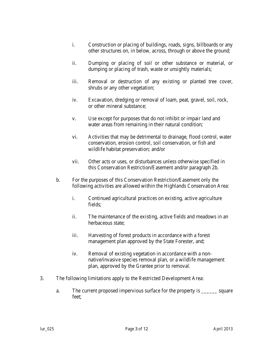 Grant of Conservation Restriction / Easement (Highlands Preservation Area Approval) - New Jersey, Page 3