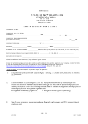 Document preview: Appendix II Safety Summary Form - New Hampshire
