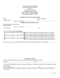Document preview: Public Employee Complaint Form - New Hampshire