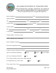 FM Form 100 Application for Leasing / Disposal of Surplus Land and Relinquishment of Land Interests - Oklahoma