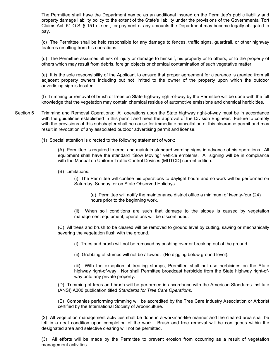 Form M-60 Vegetation Clearing Agreement - Oklahoma, Page 4