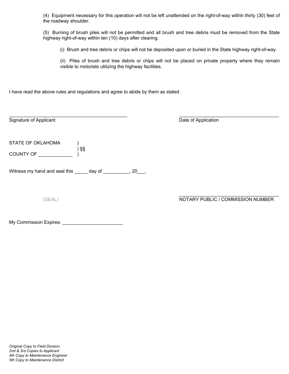 Form M-60 Vegetation Clearing Agreement - Oklahoma, Page 5