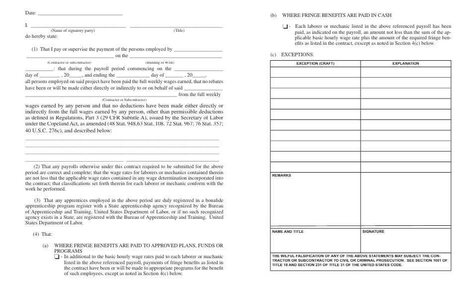 Form CSPR-1 Contractors Standard Payroll Report - Oklahoma, Page 1