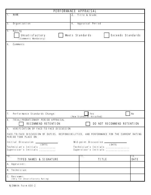 NJDMAVA Form 430-2  Printable Pdf