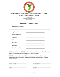 Document preview: NJDMAVA Form 45.24R Peddlers License Issue - New Jersey